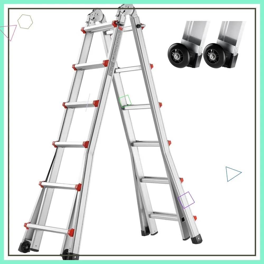 Escalera telescópica en A de 20.5 pies, capacidad de carga de 330 lb, extensión de aluminio para techos interiores y exteriores, escaleras para tareas domésticas