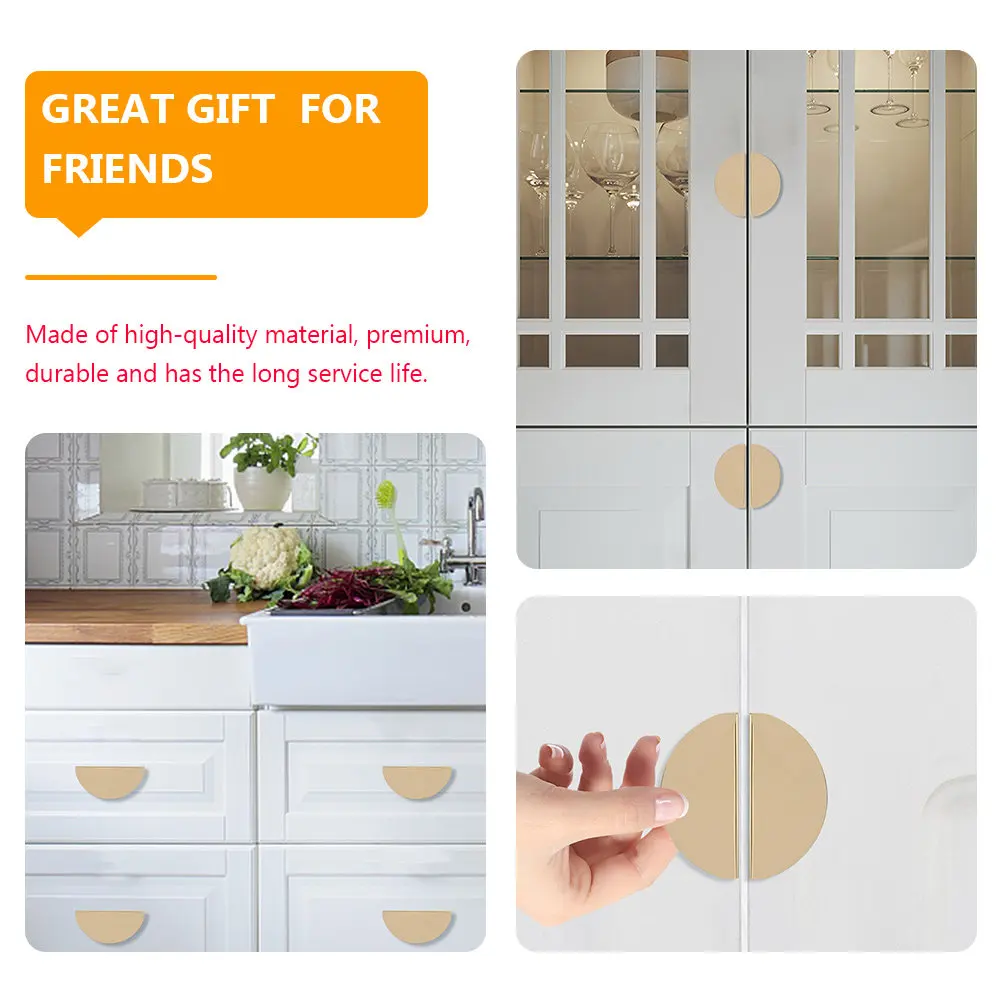 2Pcs Semicircle Drawer Knobs Half Moon Pull Handle Space Aluminum Cabinet Pull Handle Fashionable Elegant Home Decor Door Drawer