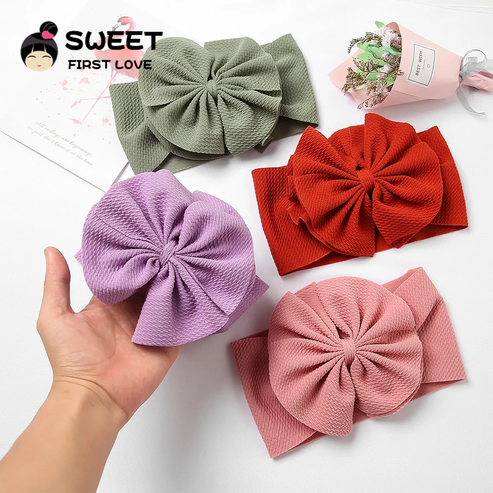 Waffle Baby Headband Newborn Children Turbans For Infant Elastic Bowknot Elastic Hair Bands Kids Headwear Baby Hair Accessories