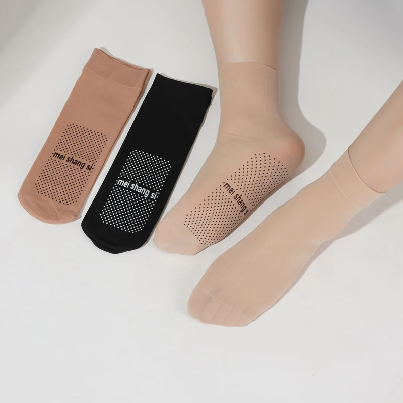 5/10 Pairs Women's Skin Color Nylon Socks Skin friendly Breathable Socks Simple Solid Color Anti slip Ankle Socks