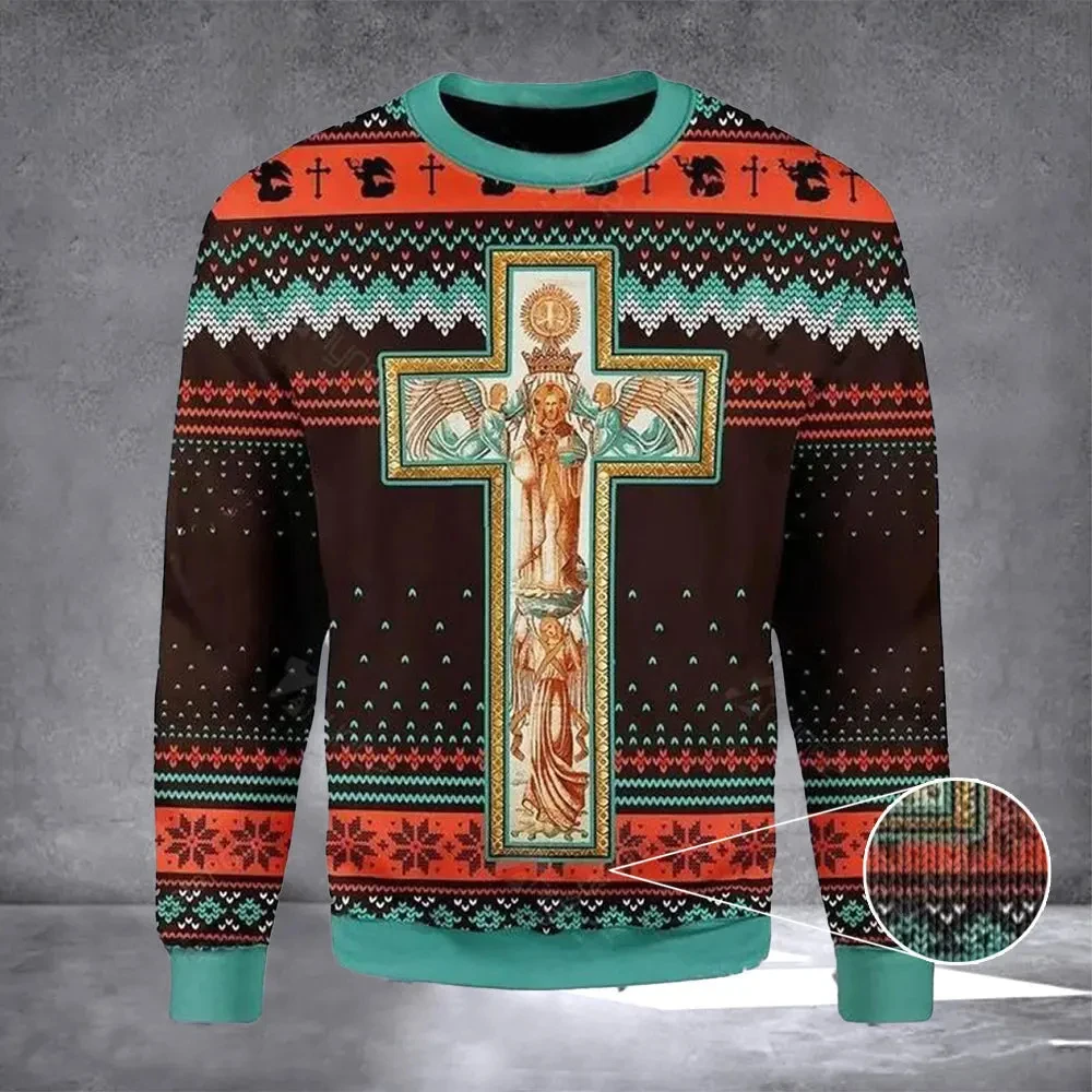 Full Print Santa Ugly Christmas Sweater For Men Personality Street Cartoon Style Pet Dog Cat Pullover Sweatshirts Women Sweaters