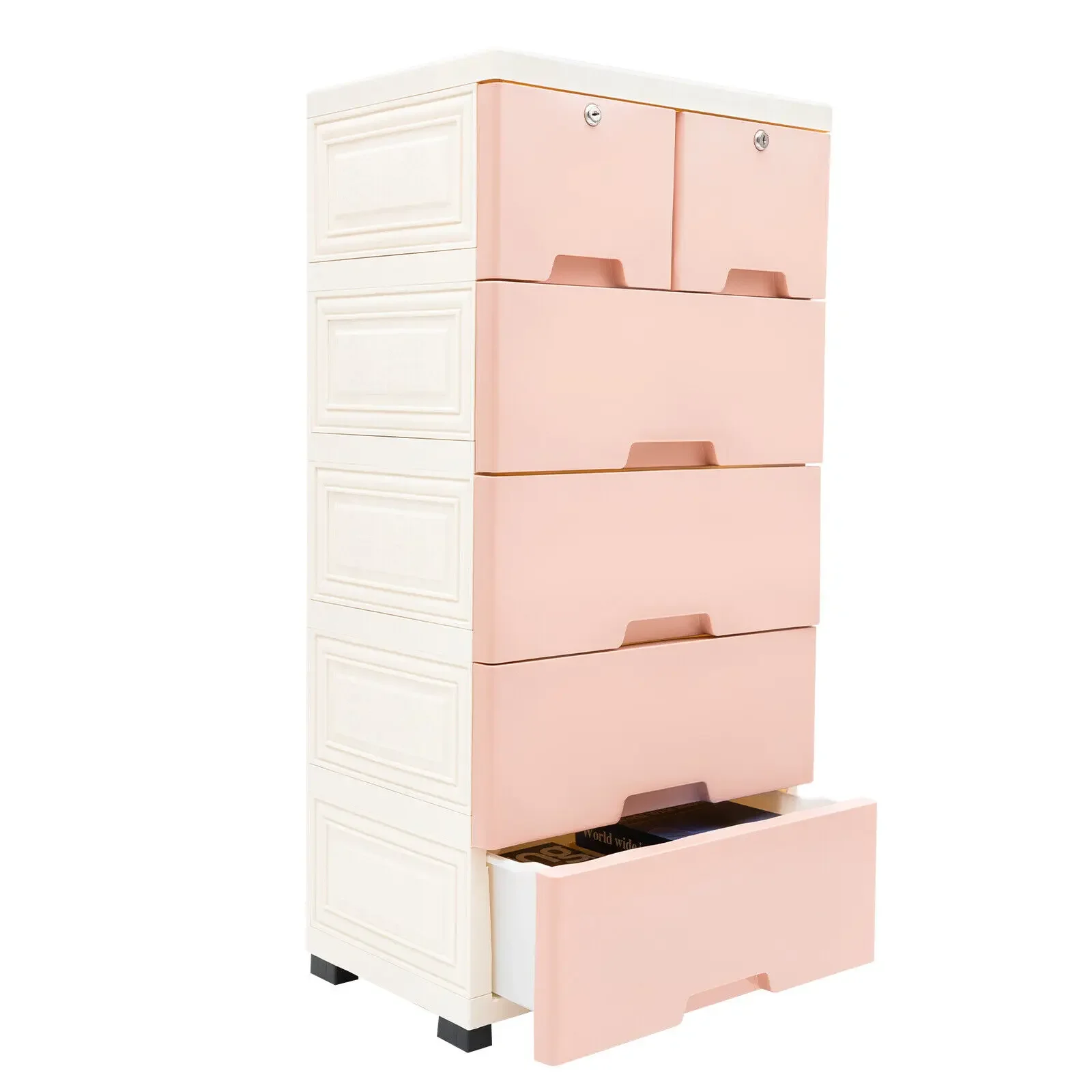 

6 Closet Plastic Drawer Type Combined Locker Clothes Storage Cabinet Large Children Toy Plastic Organizing Cabinet Bedroom Pink