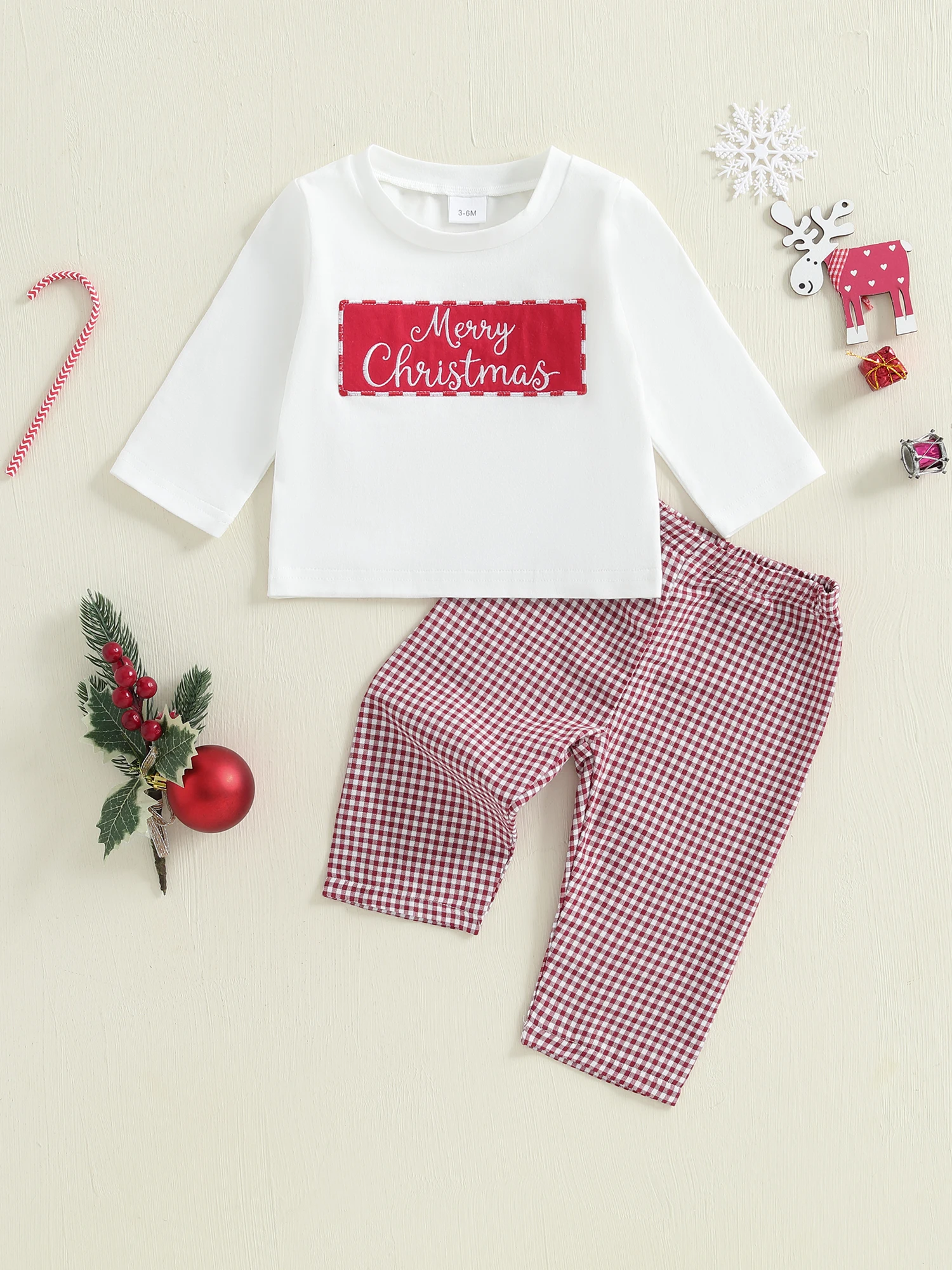 

Рождественская одежда для малышей, рубашка с длинными рукавами, клетчатые штаны, комплект зимней одежды для маленьких мальчиков, рождественский костюм для детей