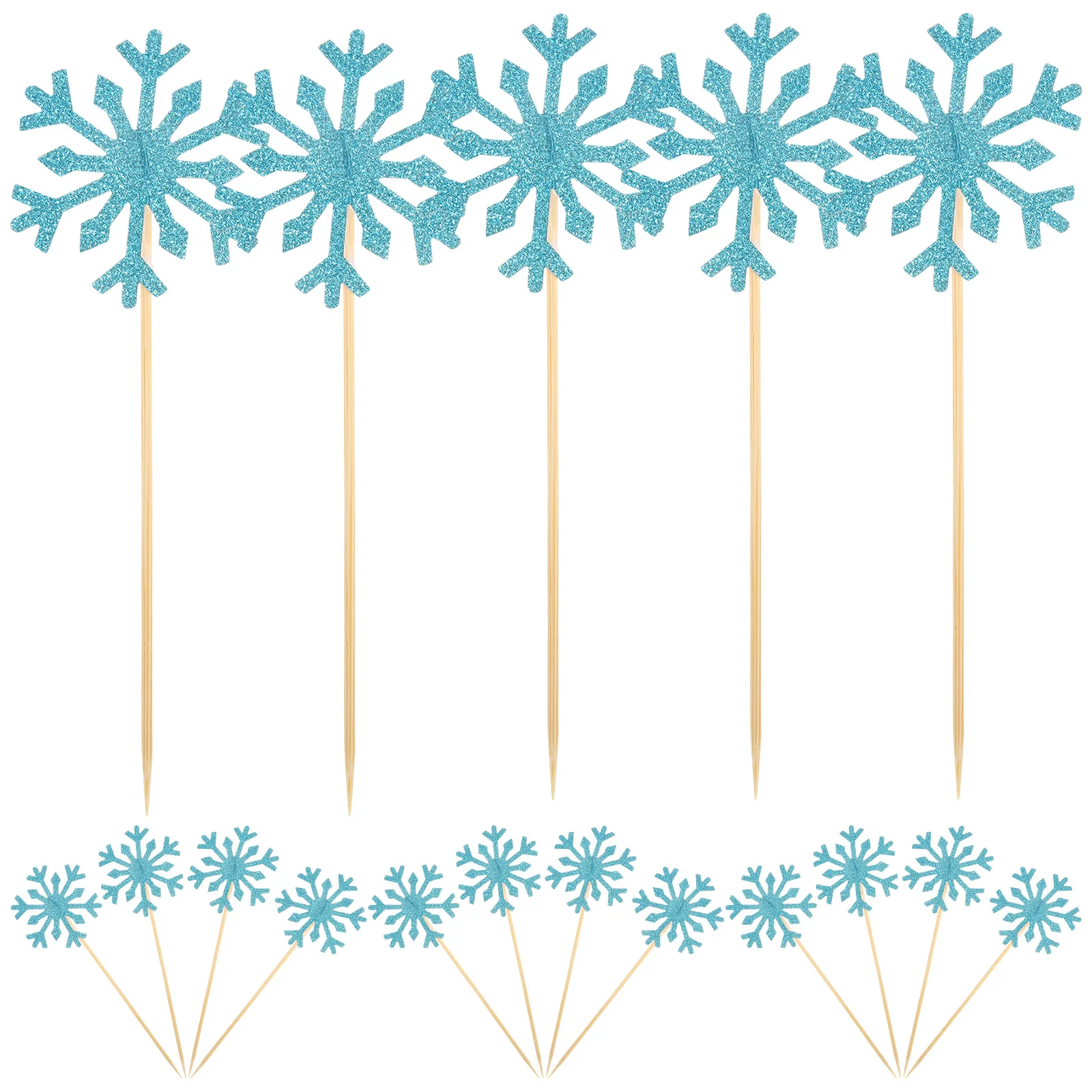 

100Pcs Snowflake Cake Picks Chic Cupcake Toppers for Birthday Anniversary Wedding Celebration Decorative Inserts