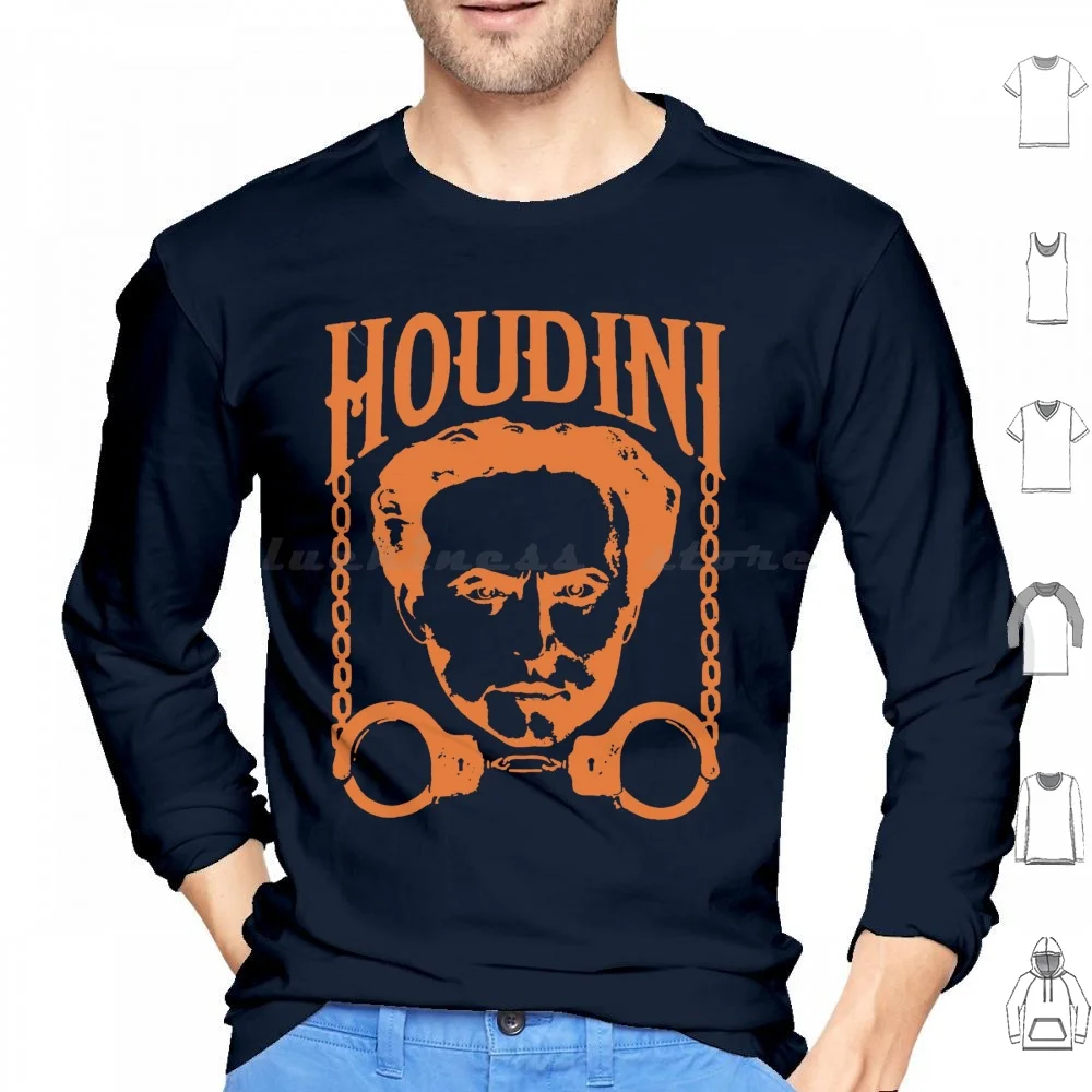 Harry Houdini Magician Harry Houdini Retro Vintage Las Vegas Circus Freak Magic Tricks Hoodies Long Sleeve Houdini