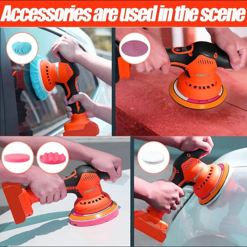 Cordless Electric Car Polisher 8 Gears Machine Waxing Sanding Sealing Rust Removal Power Tools For Milwaukee 18V Battery