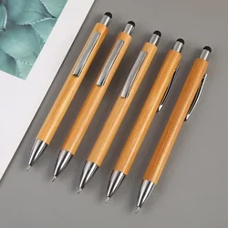 100 PCS Bamboo Ballpoint Pen with Touch Screen Stylus Pen and Writing Ball Pen Office Accessories Gift Pens