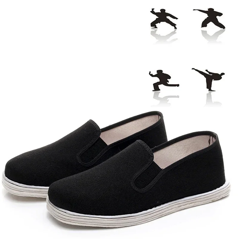 Men's Traditional Chinese Kung Fu Tai Chi Cotton Sole Canvas Shoes Black Martial Art Cloth Shoes Sport Sneaker