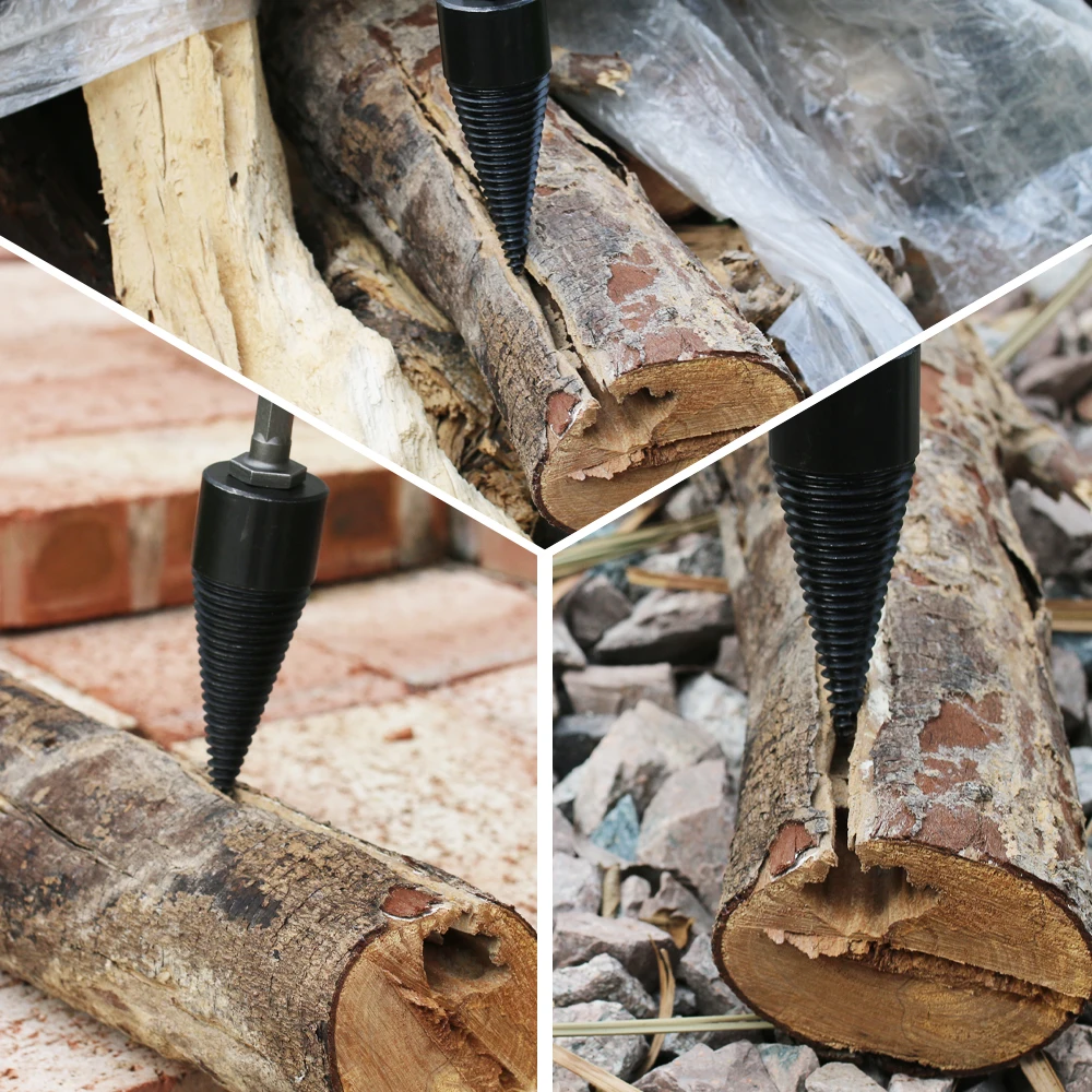 Imagem -03 - Wood Splitter Screw Cones Bit Broca de Divisão de Lenha Broca Redonda Quadrada Usado para Martelo Elétrico ou Broca Ick