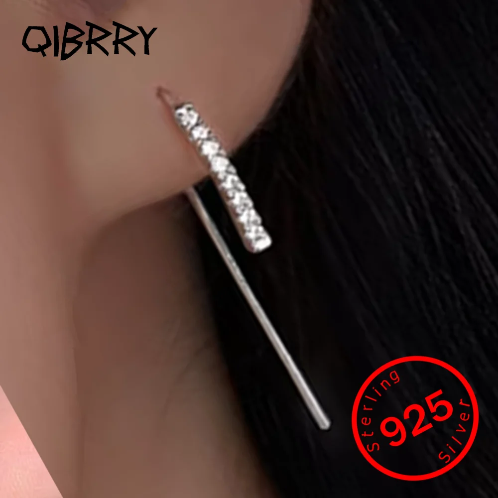 

Korean Zircon Earrings For Women Certificated 925 Sterling Silver Simple Stud Earring Ear Line Fashion Jewelry