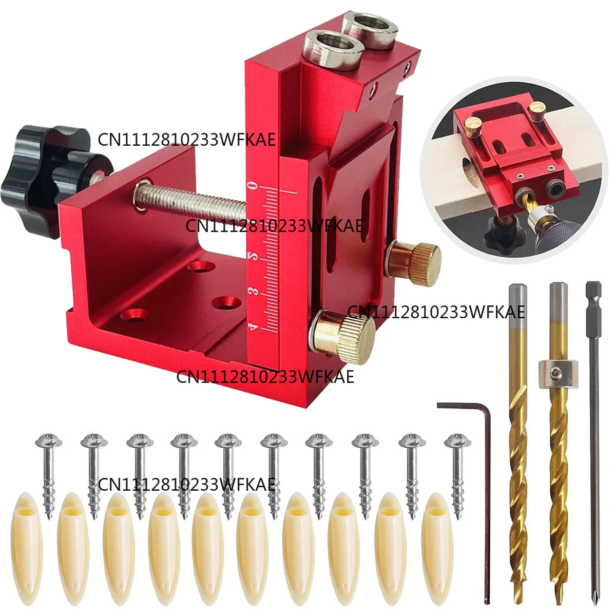 Aluminum Alloy Pocket Hole Jig Kit, Removable Oblique Hole Drilling Locator, Woodworking Punch Positioner for Furniture Joint