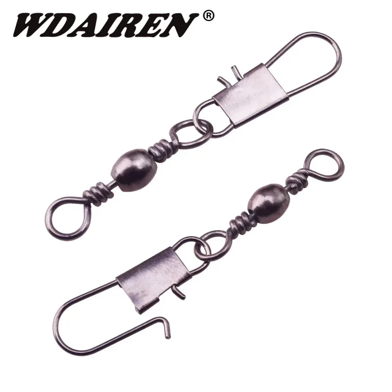 20 Pcs/lot Fishing Connector Pin Bearing Rolling Swivel Stainless Steel with Snap Fishhook Lure Tackle Accessorie 2# 3# 4# 6# 8#