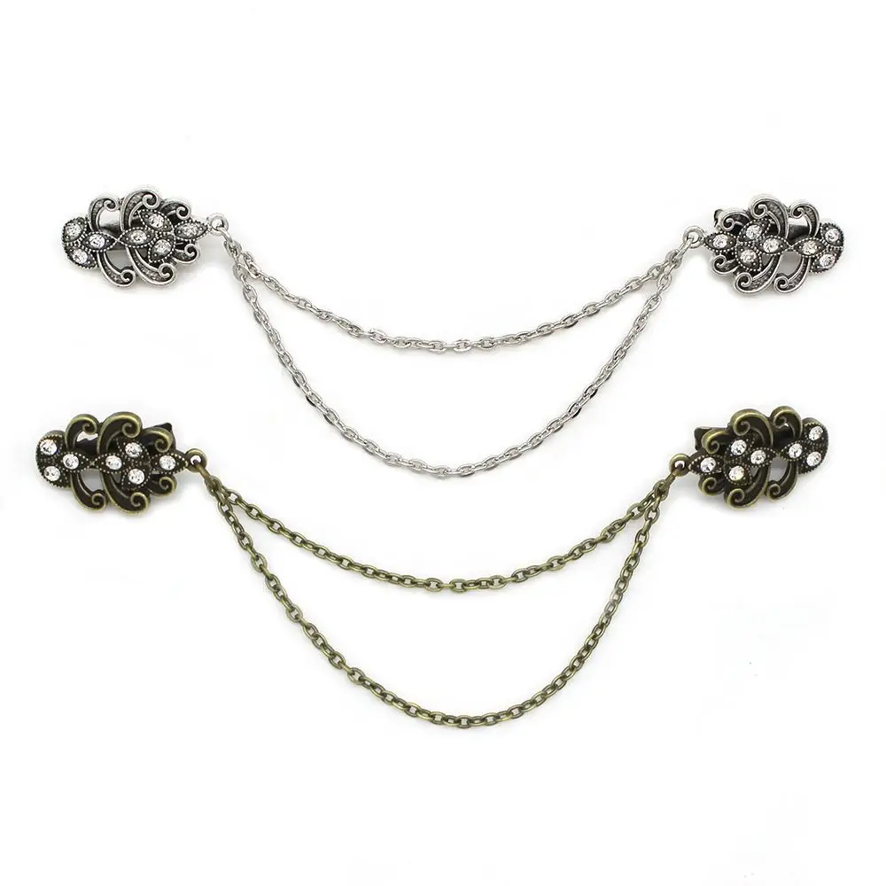 Retro Suit Brooch Korean Grace Gentleman Tassel Brooch Fashion Trend Suit Shirt Collar Chain High End Banquet