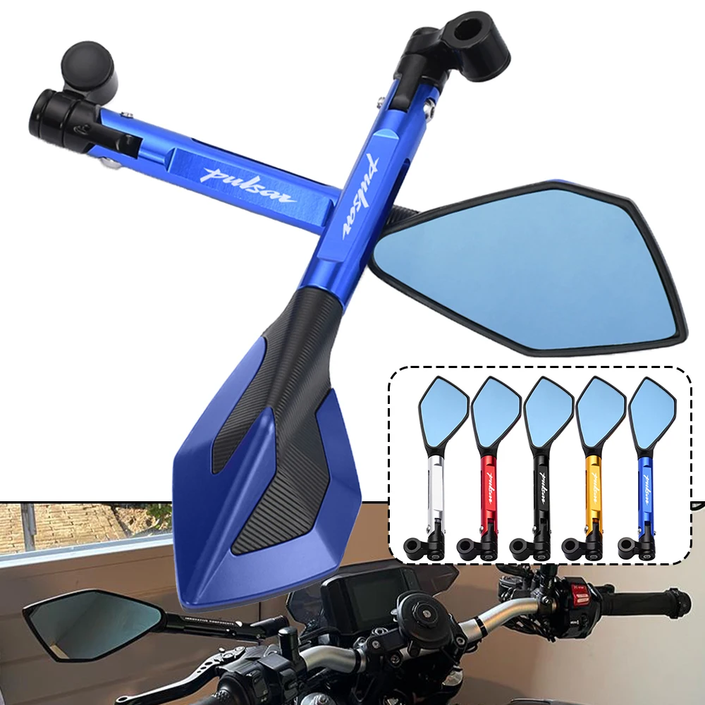 

Motorcycle mirror CNC side Rearview Blue Anti-glare Mirrors For Bajaj Pulsar 200 NS/200 RS/200 AS 200RS 200NS 180 150 N250