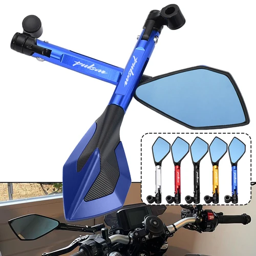 Espejo retrovisor lateral CNC para motocicleta, espejos antideslumbrantes azules para Bajaj Pulsar 200 NS/200 RS/200 AS 200RS 200NS 180 150 N250