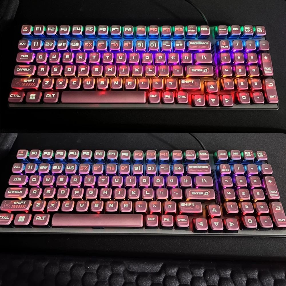 

121pcs Cyberpunk PBT Keycap Backlit F87pro Bridge 75 Mechanical Keyboard 64/68/75/84/87/98 Dye Sublimation Purple Pudding Keycap