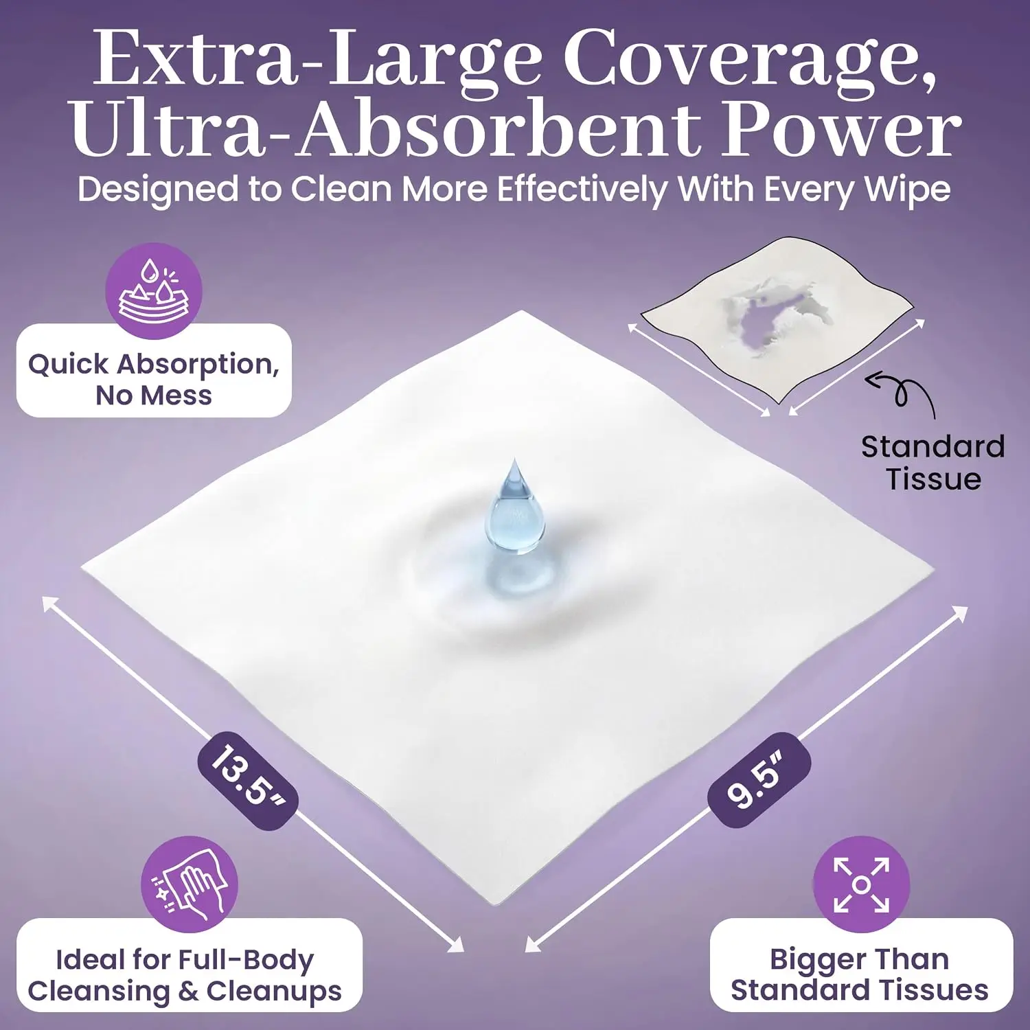 Disposable Dry Wipes 100 Pack - Ultra Soft Non-Moistened Cleansing Cloths for Adults Baby Care and Makeup Removal - 9.5x13.5 view 2