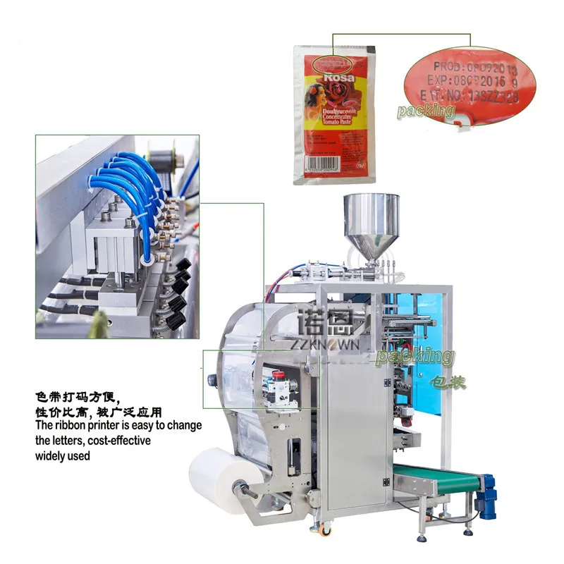 Máquina automática de embalagem de doces, picolé de gelo multi lane, pasta de ketchup líquida, shampoo, saquinho, máquina de enchimento e selagem