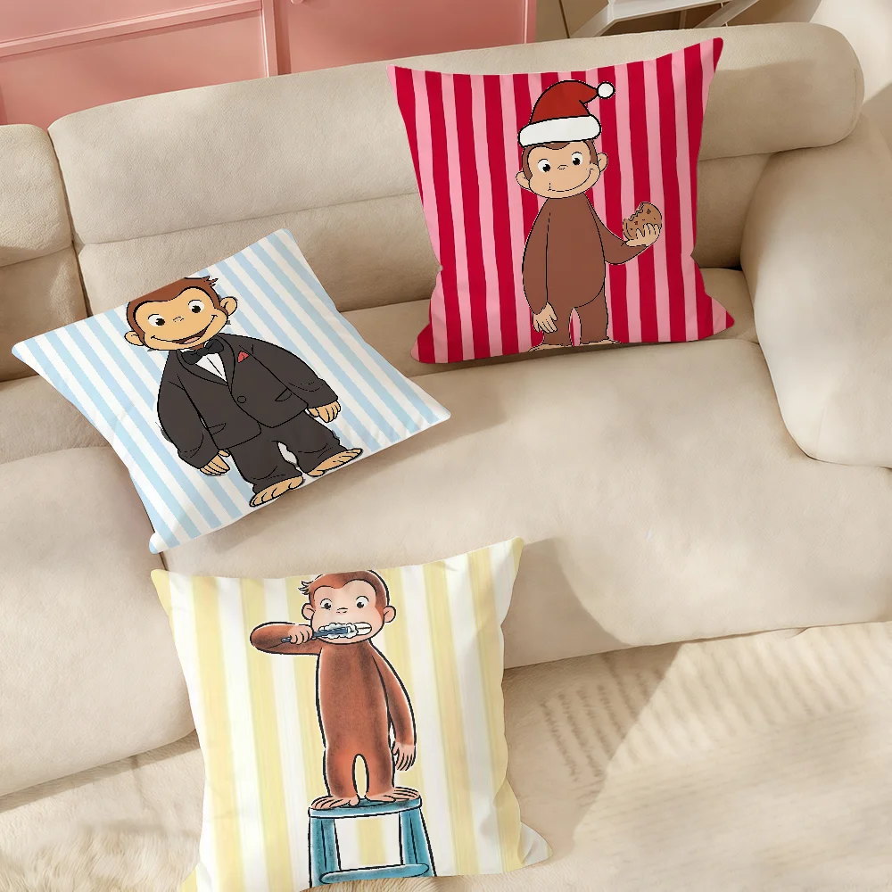 Cartoon Cute C-Curious G-George Pillow Case Suitable For Bedrooms Living Rooms Cars Home Decoration