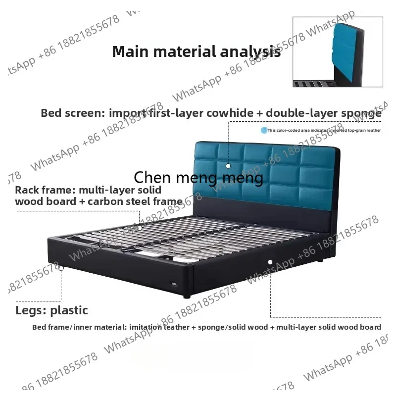 Modern Deluxe Lawrence Leather Double Full Size Bed Frame 2 People Bedroom Beds And Bed Frames Furniture