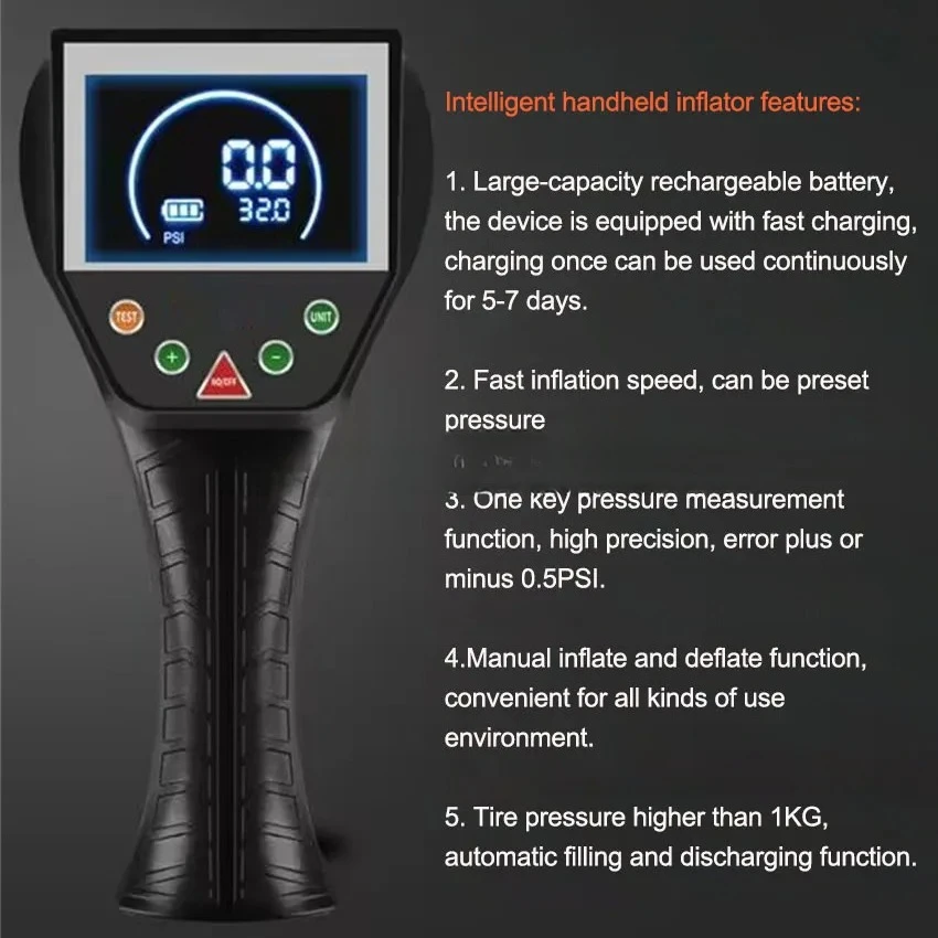 Handheld Digital Tyre Pressure Gauge Automatic Tyre Infaltor Inflation Gun Air Gauge Handheld Automatic Tire Shop Inflation Gun