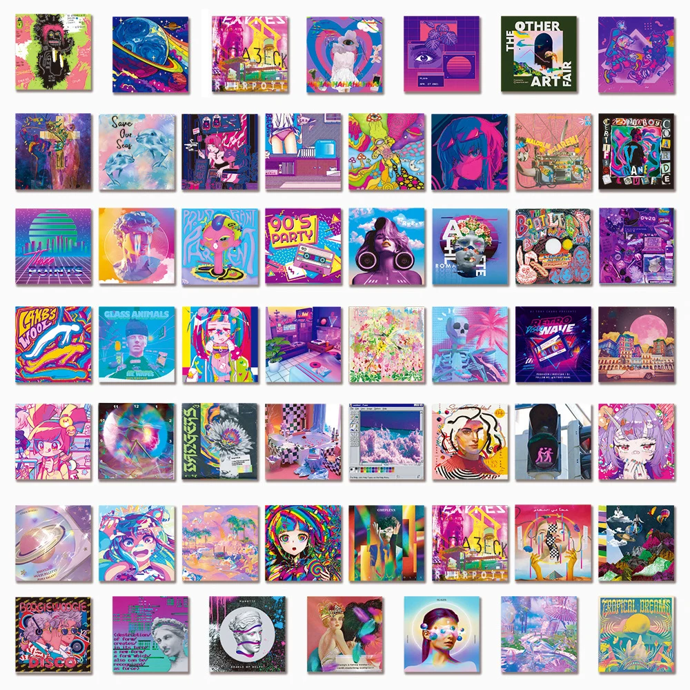 10/30/50PCS Funny Vaporwave Art Stickers Aesthetic Graffiti DIY Waterproof Phone Laptop Skateboard Luggage Cool Sticker Decals