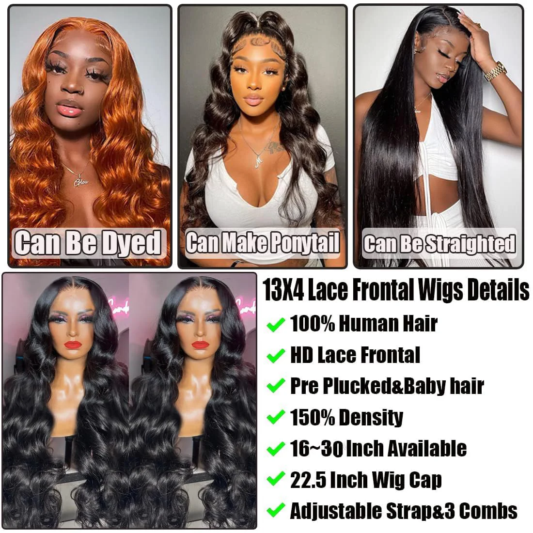 Wig 13x4 renda depan rambut manusia Brasil gelombang tubuh Wig rambut manusia transparan sebelum diputihkan Wig renda depan untuk wanita