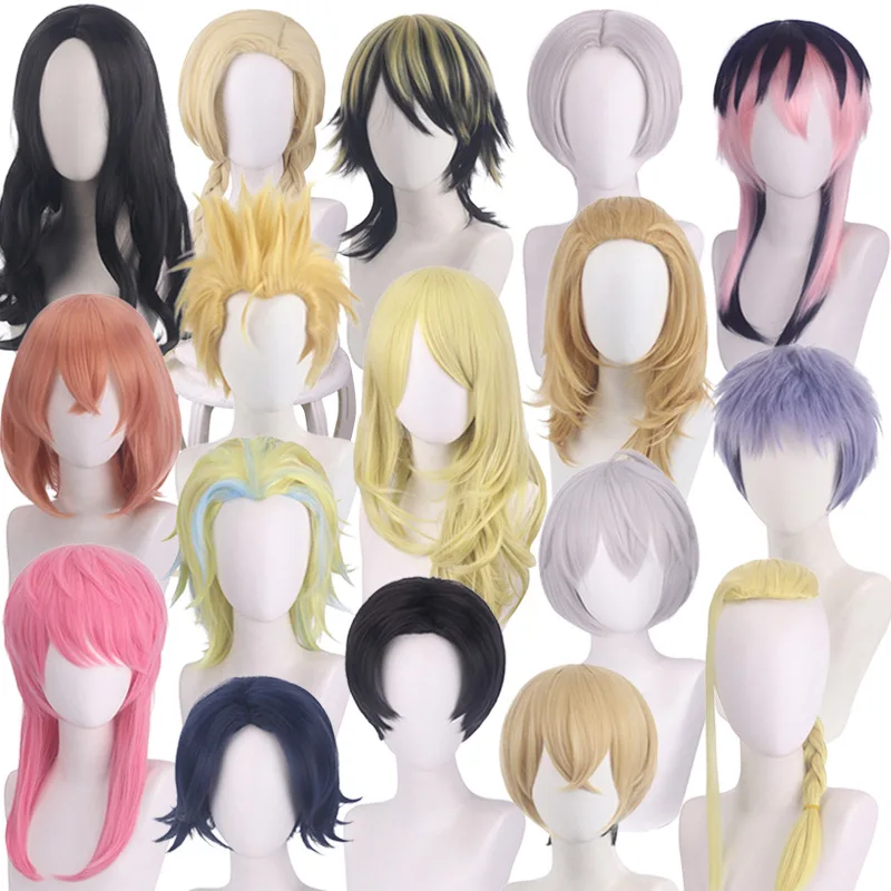 

14-Inch Short Straight Yellow And Black Synthetic Wig For Holiday Parties Halloween Cosplay