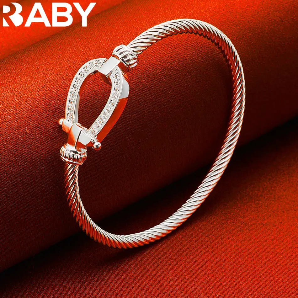 URBABY 925 Sterling Silver Bangle Rotating Thread Bracelet For Women Jewelry Fashion Party and Daily Wear