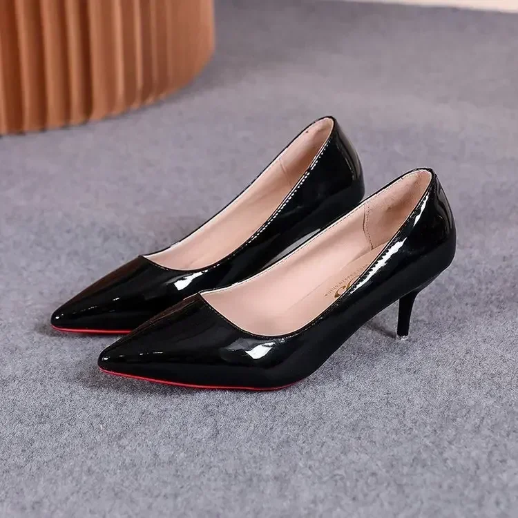 Sexy Spitze Lackleder High Heels Elegante Damen-Stilettos für Partys Klassische Schwarze Pumps für Beruf und Freizeit – Detail 31