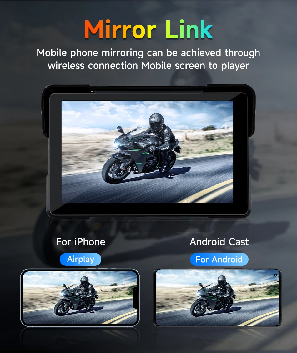 5/7 zoll IPX7 Wasserdichte Motorrad Tragbare Navigation GPS Motorrad Drahtlose Carplay Android Auto Moto Display Screen Monitor – Detail 18