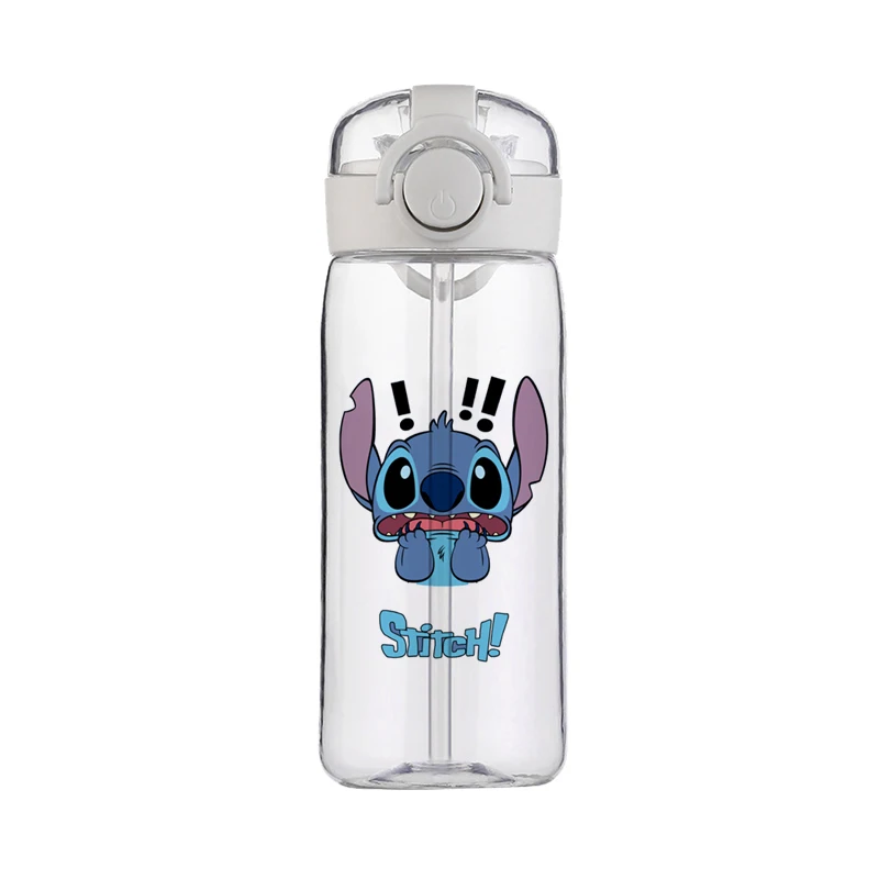 Disney Stitch Cup Klare Marke Hochwertige Wasserflasche Outdoor Sport Auslaufsicher Niedliche Kunststoff-Schulwasserflasche für Kinder 400 ml