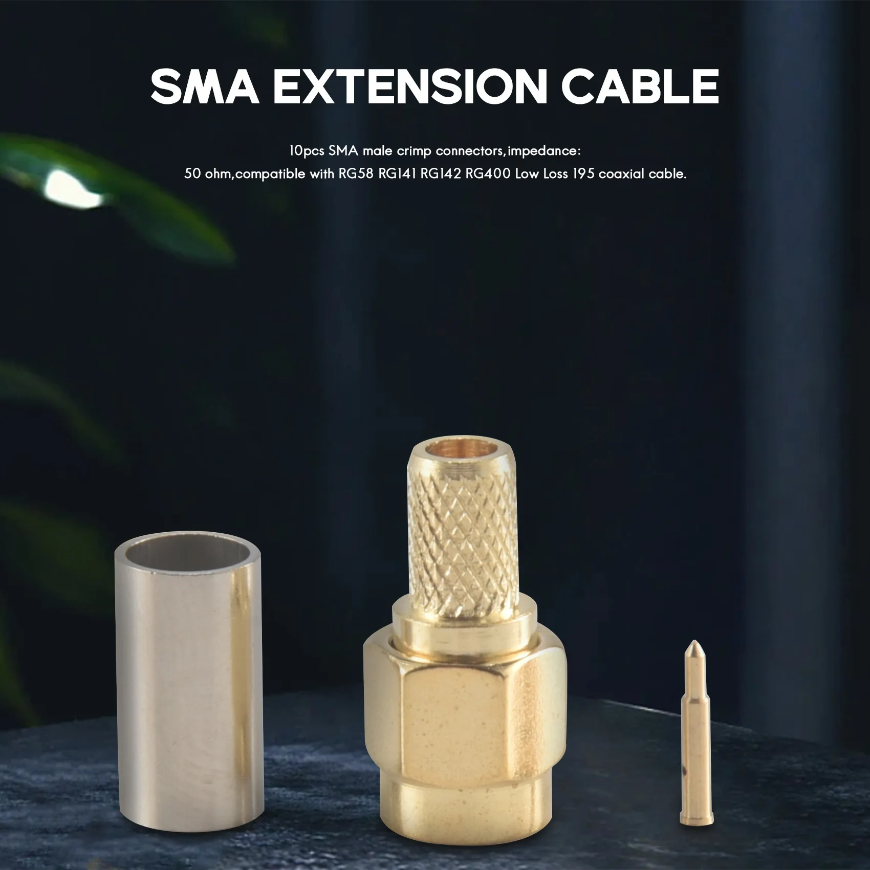 10 szt. Złącza męskie SMA i narzędzie do zaciskania kabla koncentrycznego zaciskany kabel RG58 do przedłużacza anteny SMA WIFI