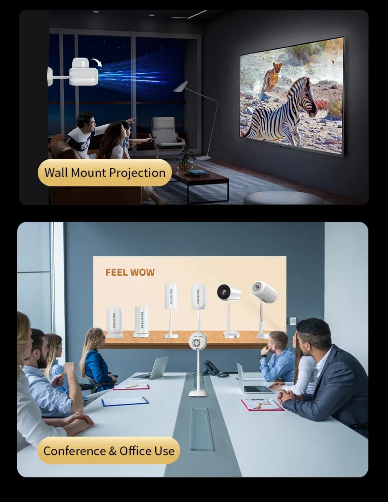 

Портативный мини-проектор 2026 TS-6 4K для домашнего кинотеатра и игр, Android 13, со встроенными динамиками, короткофокусный, с автофокусом