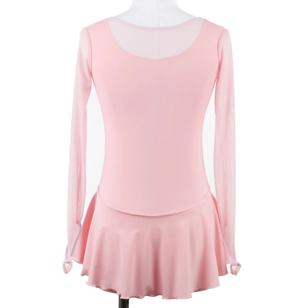 

Long-sleeved line dance girl dancing light pink mint green children's clothing 2025 white low-collar skating suit dance dress