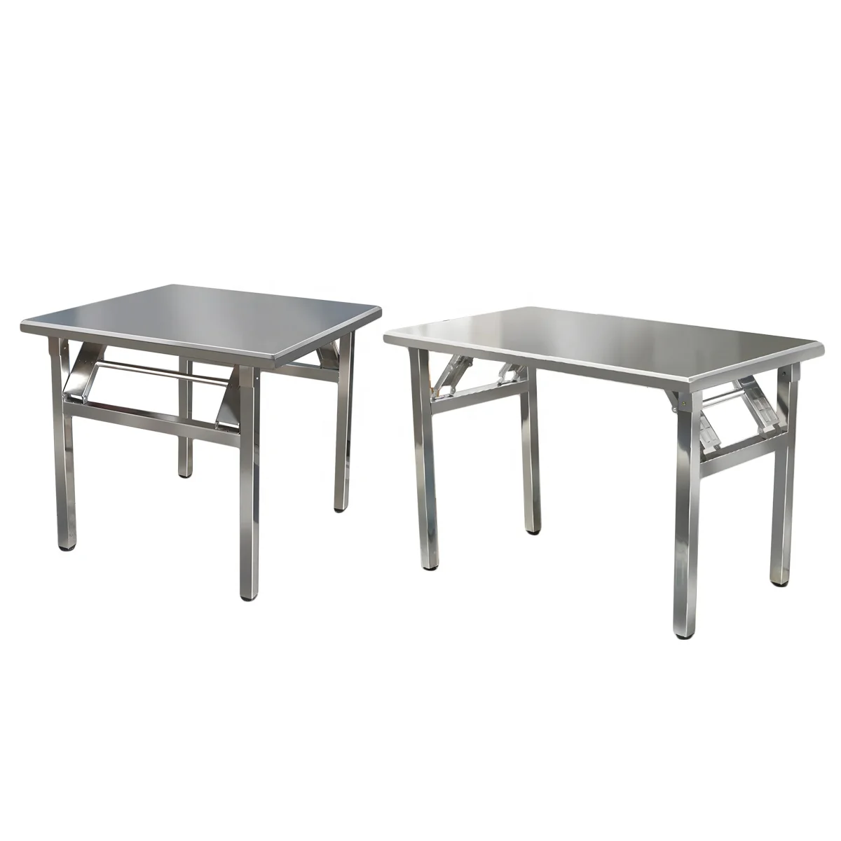 Portable Folding Table 6ft Stainless Steel Rectangular Outdoor Furniture Foldable Banquet Catering Dining Camping Wedding Tables