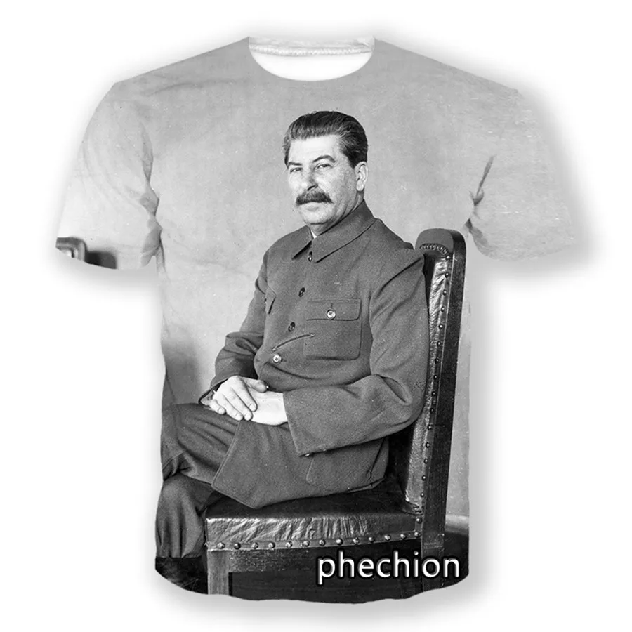 phechion New Fashion Men/Women Joseph Stalin 3D Printed Short Sleeve T-Shirt Casual T Shirt Sport Hip Hop Summer Tops L05