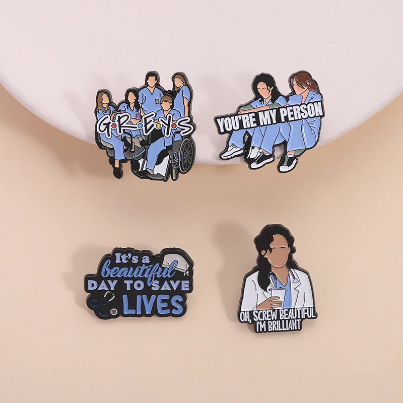 Medical Series Enamel Pin Medical Drama TV Brain Heart Anatomy Kidneys Uterus Doctor Stethoscope Brooch Lapel Badge Jewelry Gift