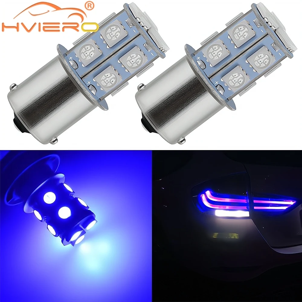 

2X 1156 13SMD Crytsal Blue Universal Brake Parking Tail License Plate Lights Turn Signal Lamp Auto Rear Reverse Bulbs Waterproof