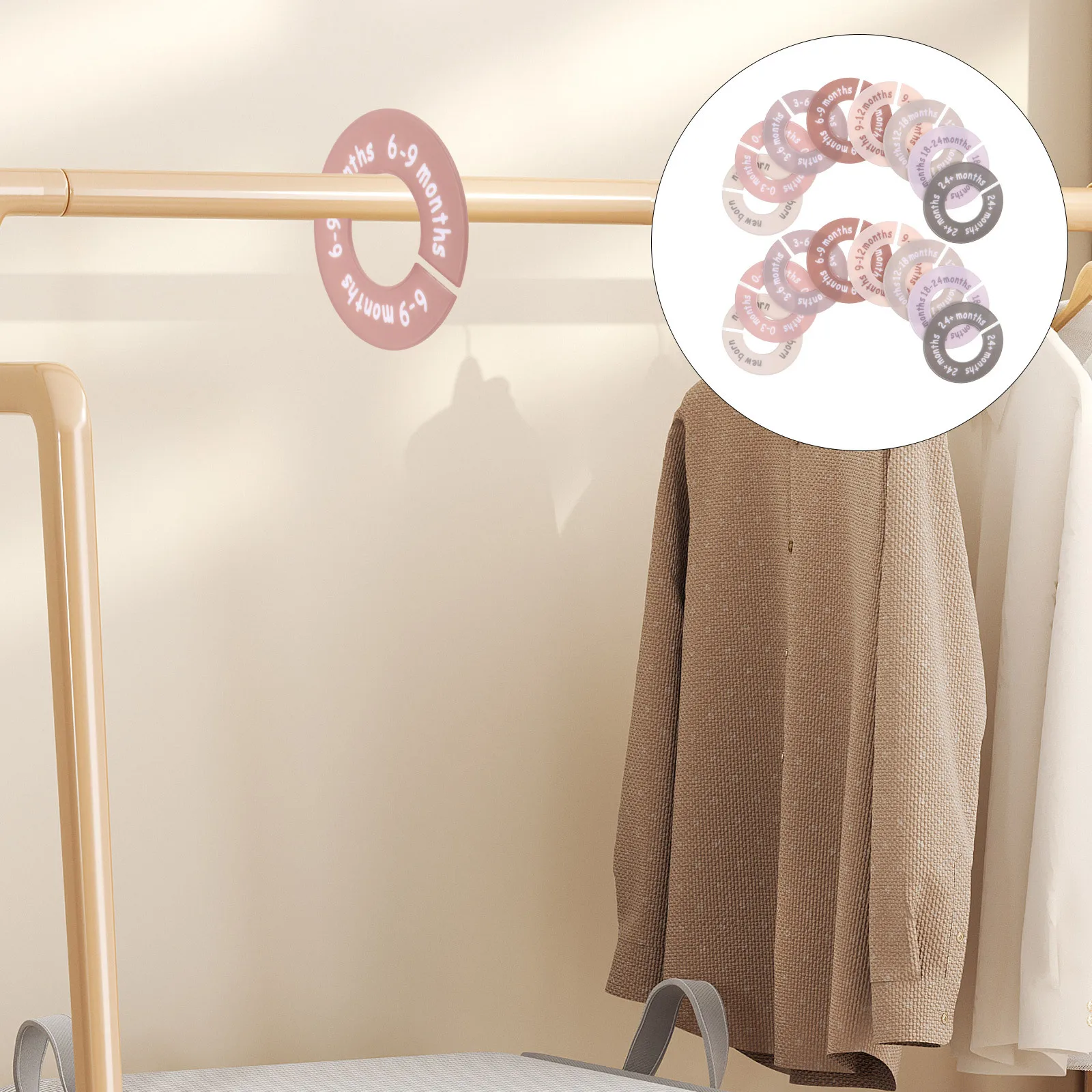 

1Set Baby Clothes Dividers for Closet 0-24 Months Round Size Separators Plastic Hanger Organizers Nursery Wardrobe Efficiency