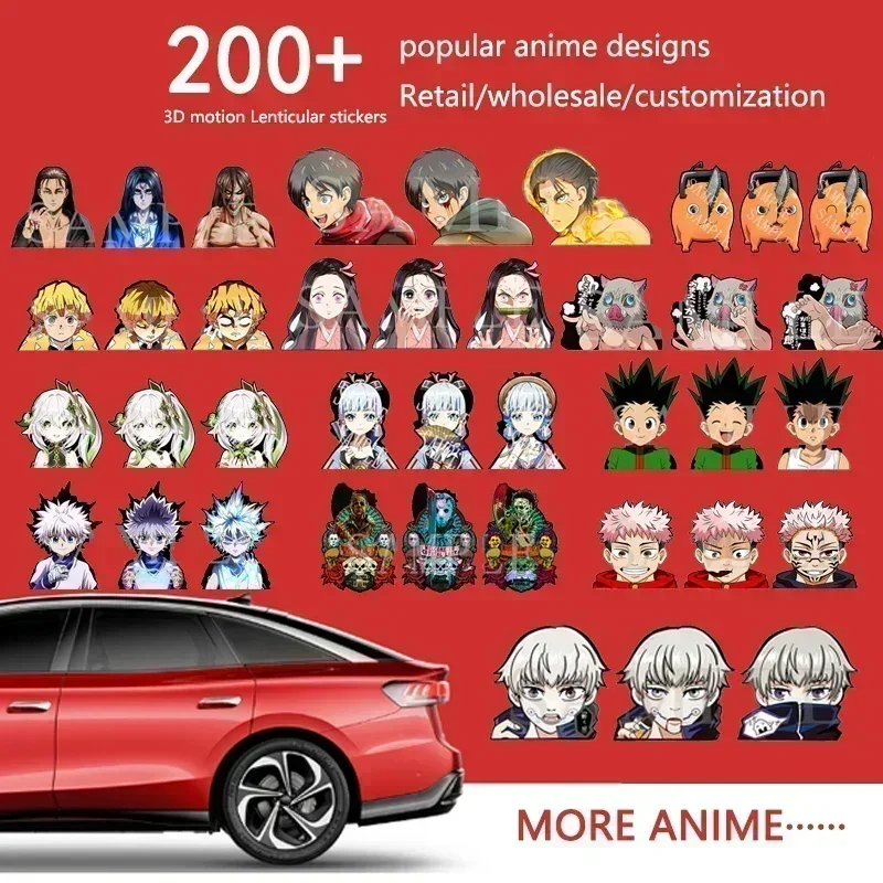 Demon Slayer 3D Lenticular Anime Adesivo Impermeável, Kamado Nezuko, Computador portátil, Geladeira, Skate, Wall Decor, Kid's Toy Presentes