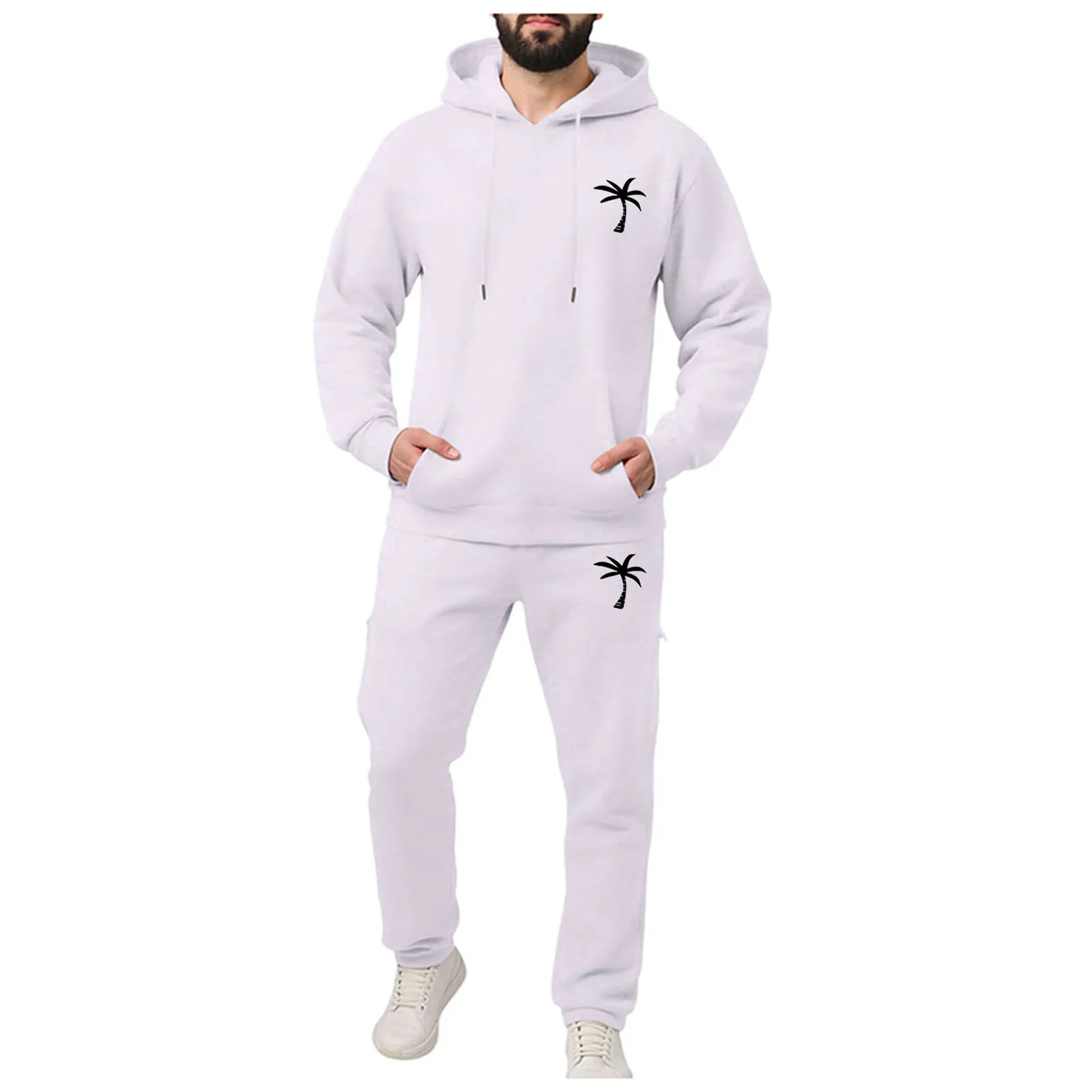 رجل سترة فستان أطفال مع سروال داخلي الرجال عادية قطعتين جوز الهند مطبوعة رياضية هوديي و Sweatpants اللياقة البدنية رجالي الدعاوى 48 عادية #1