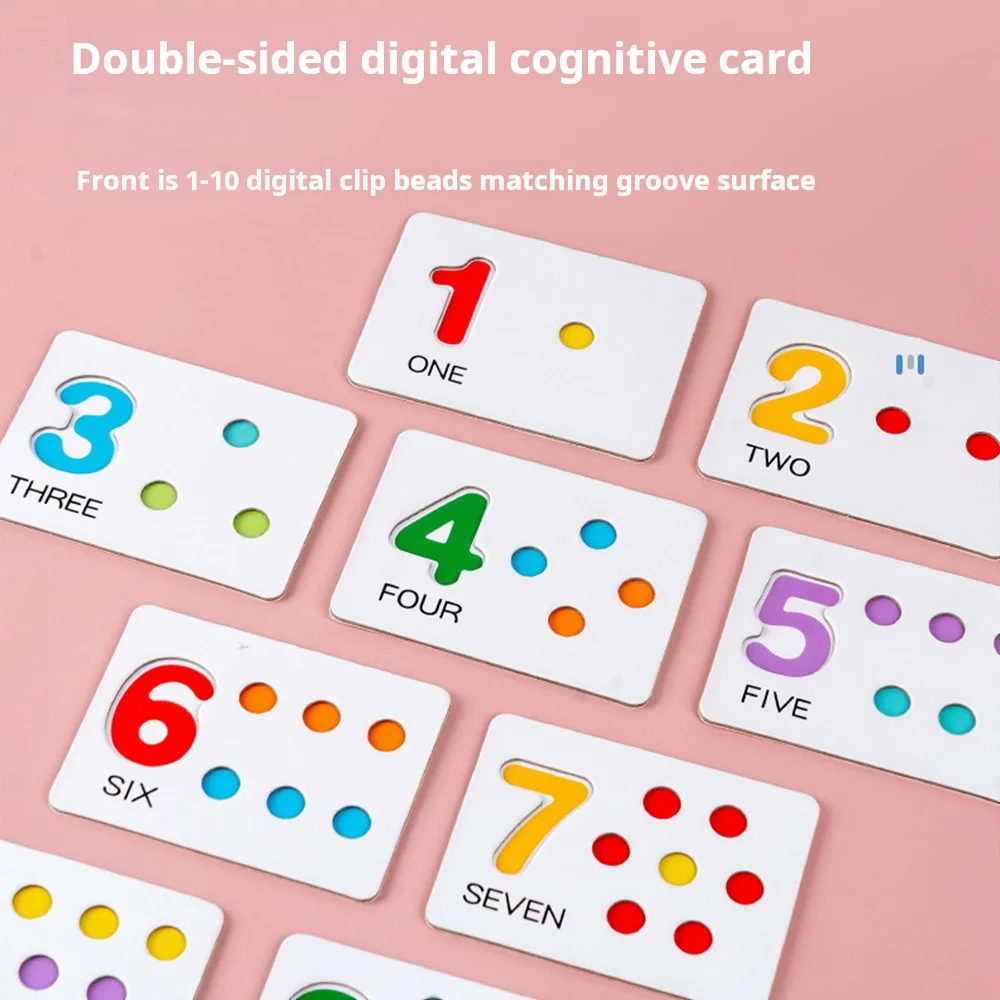 Cuentas de emparejamiento de matemáticas de madera, reconocimiento de números, juguetes de aprendizaje temprano para niños, juego educativo de aritmética preescolar