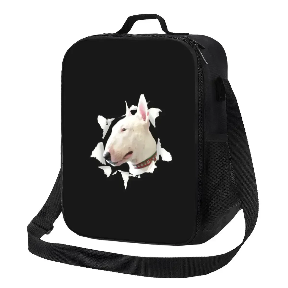 Bolsa de almuerzo con aislamiento térmico divertido para niños, bolso de almuerzo reutilizable para mascotas, caja de comida Bento multifunción, Bull Terrier Dog