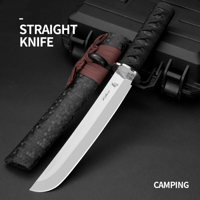 Stainless steel multifunctional knife, machete, camping chef's knife, pathfinder, wild exploration, survival, outdoor straight