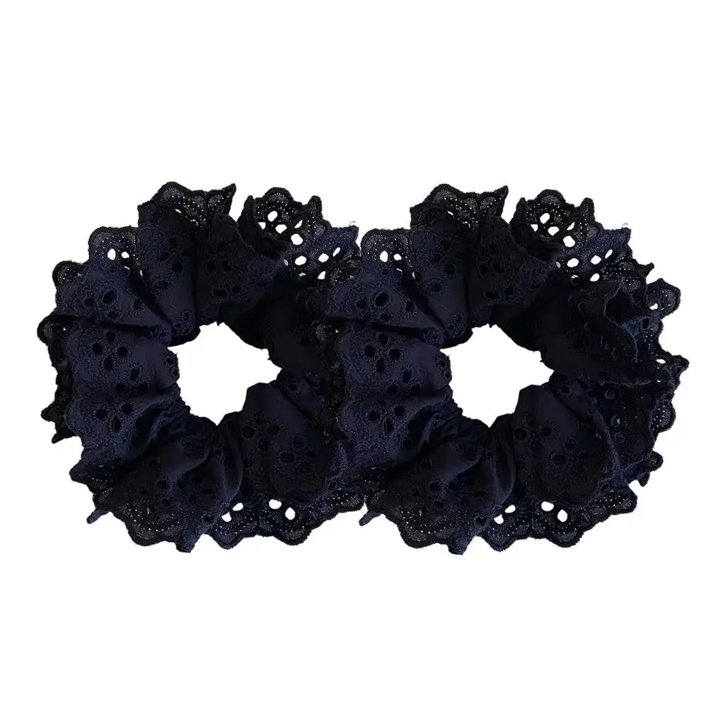 Double-layer Lace Scrunchies Embroidery Hollowed Lace Ruffled For Women Girls Lolita Elegant Ponytail Headwear Hair Accesso V8F2