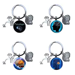 Psychology New Key Chain Medical Anatomy Key Brain Heart Nerve Cell Shape Doctor and Nurse Wrap Chain Jewelry Gift Psychologist
