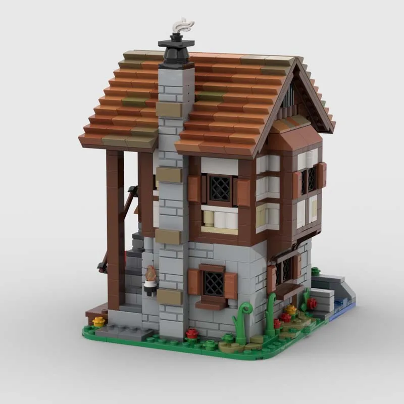 Medieval Water Mill 1000pcs DIY Kit - Unique Architecture Gift, MOC Building Blocks Set for Adults & Kids, Ideal for Model Villa