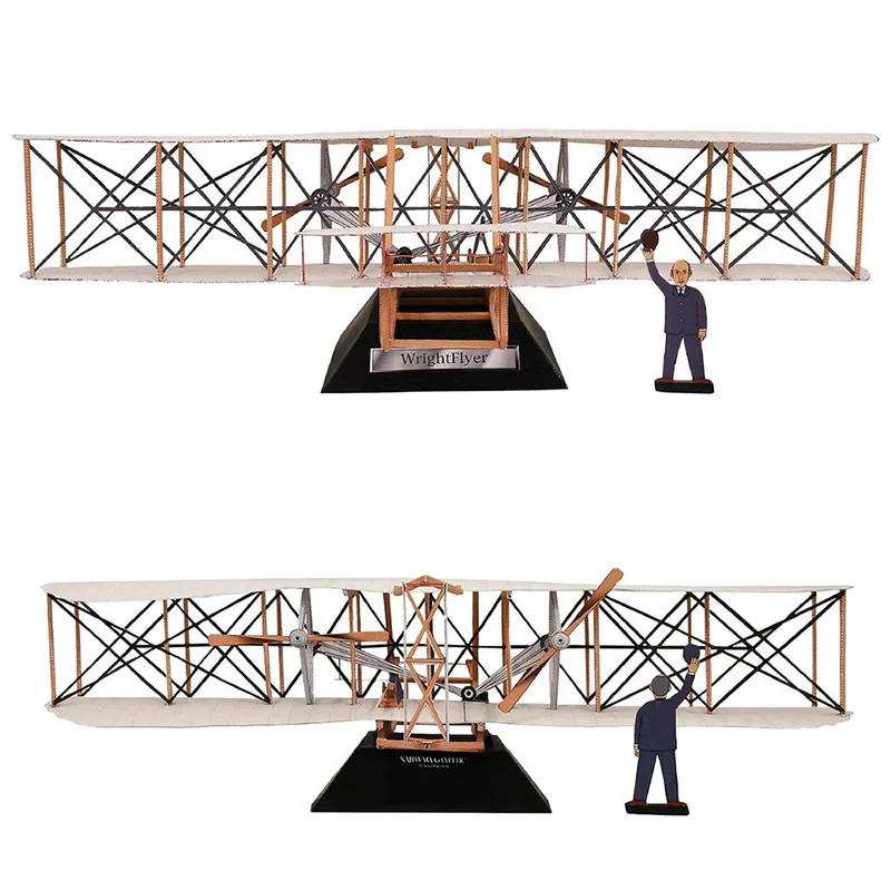 Wright Flyer Aircraft Vehicle Folding Handmade 3D Paper Model DIY Papercraft Art Teens Adult Origami Craft Toys ZX-070