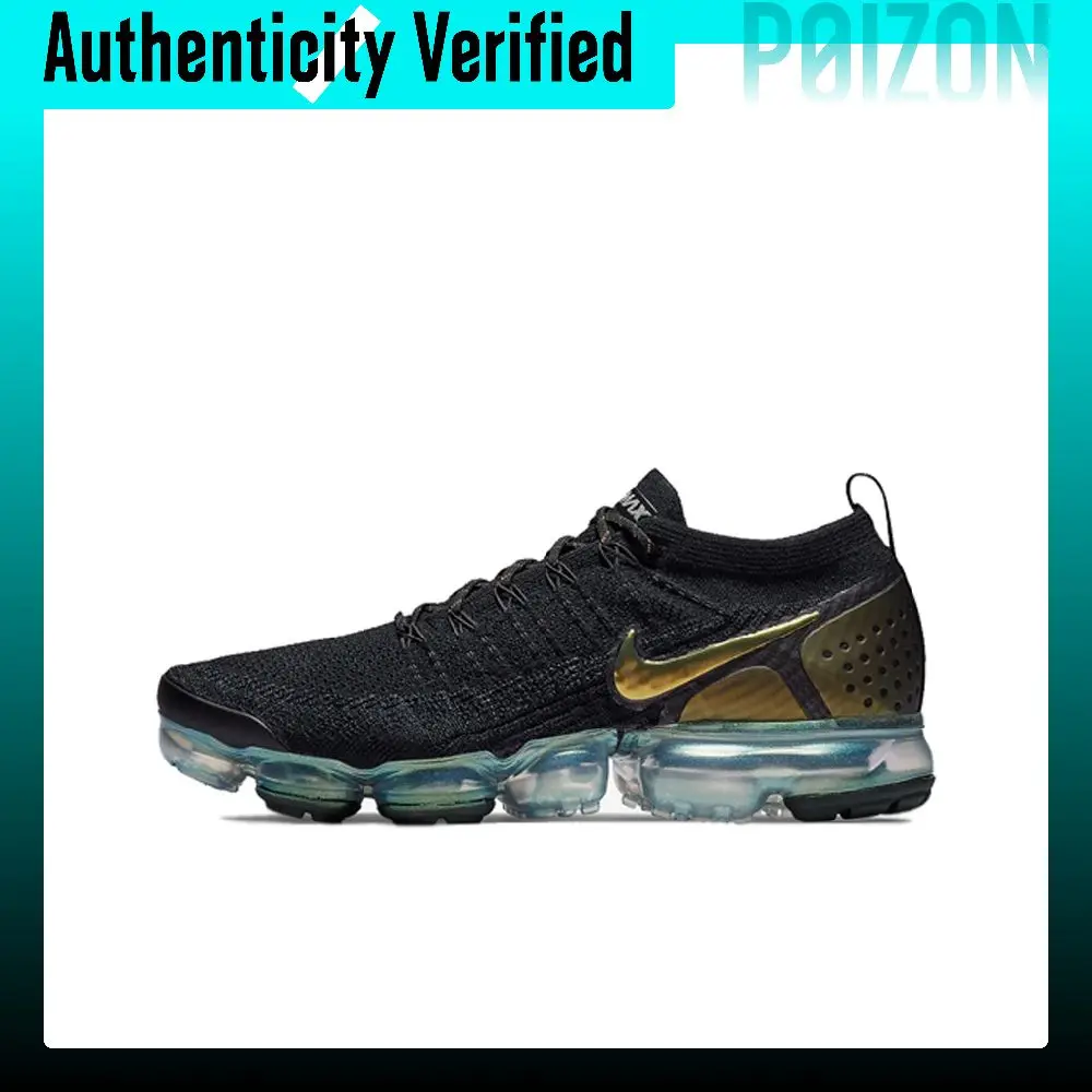 Nike VaporMax Flyknit 2 Running Shoes Men's Low-top Black/Gold 942842-015